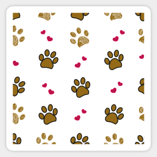 Paw print with red heart Sticker